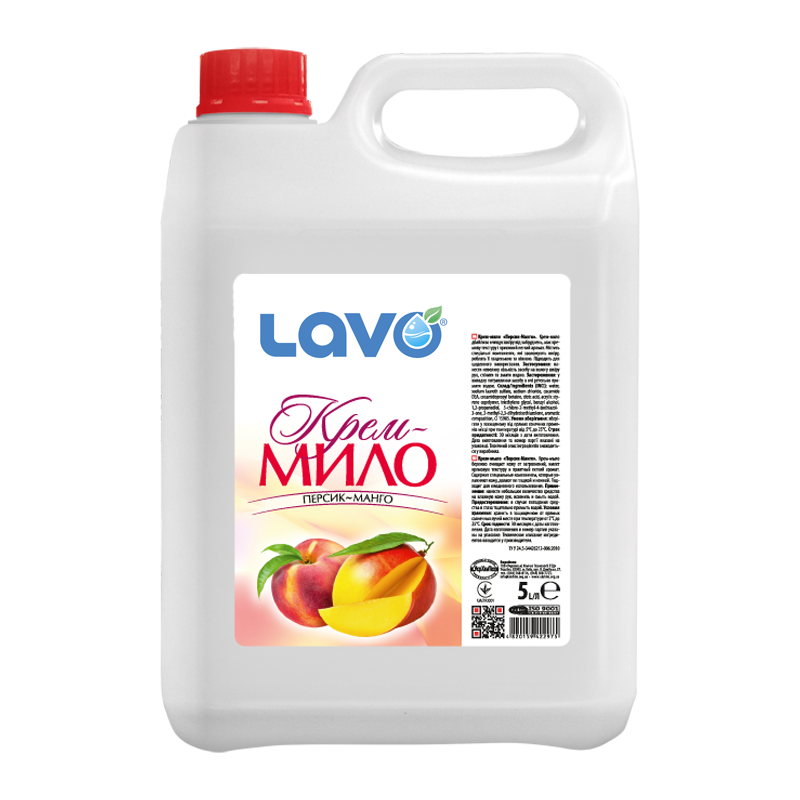 Крем-мило LAVO «Персик-Манго» 5л каністра